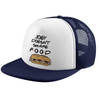 Joey Doesn't Share Food, Καπέλο Ενηλίκων Soft Trucker με Δίχτυ Dark Blue/White (POLYESTER, ΕΝΗΛΙΚΩΝ, UNISEX, ONE SIZE)