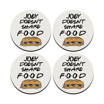 Joey Doesn't Share Food, SET of 4 round wooden coasters (9cm)