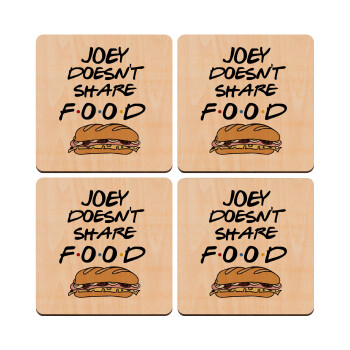 Joey Doesn't Share Food, ΣΕΤ x4 Σουβέρ ξύλινα τετράγωνα plywood (9cm)