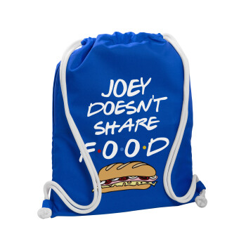 Joey Doesn't Share Food, Τσάντα πλάτης πουγκί GYMBAG Μπλε, με τσέπη (40x48cm) & χονδρά κορδόνια