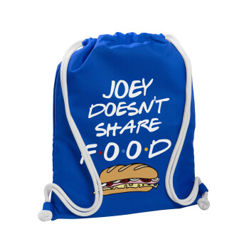 Joey Doesn't Share Food, Τσάντα πλάτης πουγκί GYMBAG Μπλε, με τσέπη (40x48cm) & χονδρά κορδόνια