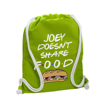 Joey Doesn't Share Food, Τσάντα πλάτης πουγκί GYMBAG LIME GREEN, με τσέπη (40x48cm) & χονδρά κορδόνια