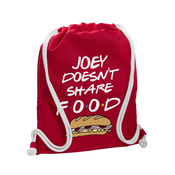 Joey Doesn't Share Food, Τσάντα πλάτης πουγκί GYMBAG Κόκκινη, με τσέπη (40x48cm) & χονδρά κορδόνια