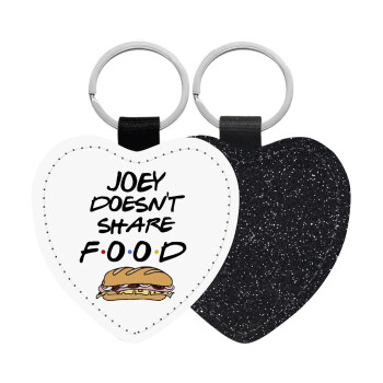 Joey Doesn't Share Food, Μπρελόκ PU δερμάτινο glitter καρδιά ΜΑΥΡΟ