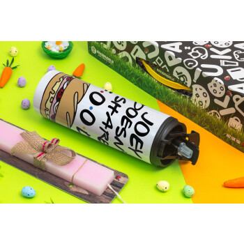 Joey Doesn't Share Food, Easter candle,Travel Tumbler 2 Lids, with metal straw & cleaning brush & aromatic flat candle (30cm) (PINK)