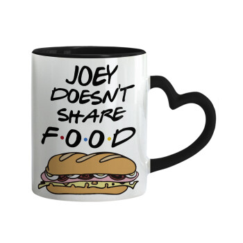 Joey Doesn't Share Food, Κούπα καρδιά χερούλι μαύρη, κεραμική, 330ml