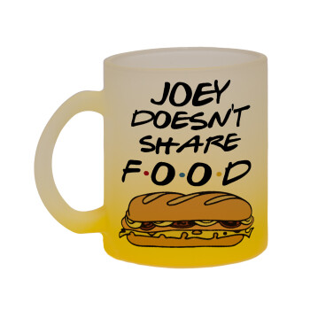 Joey Doesn't Share Food, Κούπα γυάλινη δίχρωμη με βάση το κίτρινο ματ, 330ml