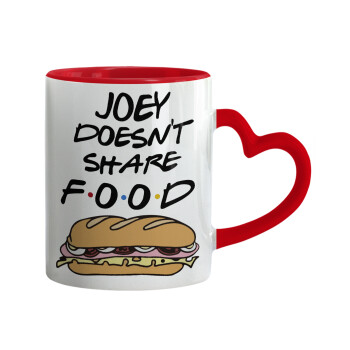 Joey Doesn't Share Food, Κούπα καρδιά χερούλι κόκκινη, κεραμική, 330ml