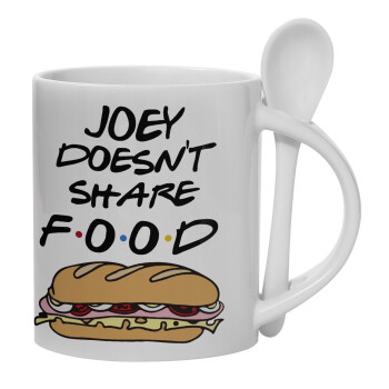 Joey Doesn't Share Food, Ceramic coffee mug with Spoon, 330ml (1pcs)