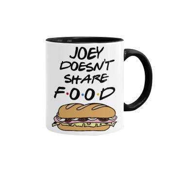Joey Doesn't Share Food, Κούπα χρωματιστή μαύρη, κεραμική, 330ml