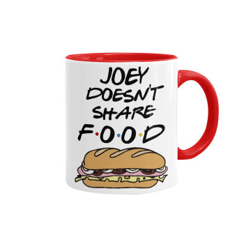 Joey Doesn't Share Food, Κούπα χρωματιστή κόκκινη, κεραμική, 330ml