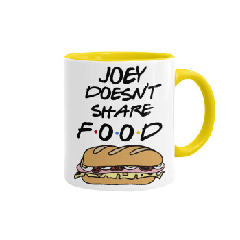 Joey Doesn't Share Food, Κούπα χρωματιστή κίτρινη, κεραμική, 330ml
