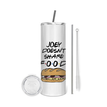Joey Doesn't Share Food, Eco friendly stainless steel tumbler 600ml, with metal straw & cleaning brush