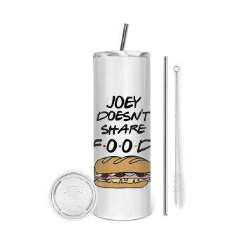 Joey Doesn't Share Food, Tumbler ποτήρι θερμό από ανοξείδωτο ατσάλι 600ml, με μεταλλικό καλαμάκι & βούρτσα καθαρισμού