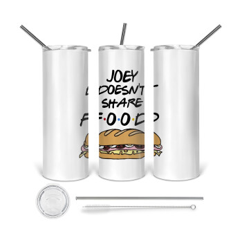 Joey Doesn't Share Food, 360 Eco friendly ποτήρι θερμό (tumbler) από ανοξείδωτο ατσάλι 600ml, με μεταλλικό καλαμάκι & βούρτσα καθαρισμού