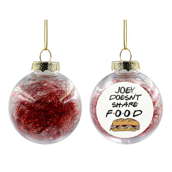 Joey Doesn't Share Food, Χριστουγεννιάτικη μπάλα δένδρου διάφανη με κόκκινο γέμισμα 8cm