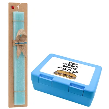 Joey Doesn't Share Food, Easter Set, children's snack container BLUE & Easter aromatic flat candle (30cm) (TURQUOISE)