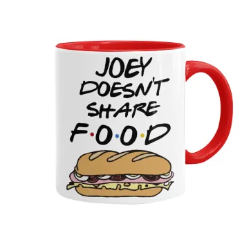 Joey Doesn't Share Food, Κούπα χρωματιστή κόκκινη, κεραμική, 330ml