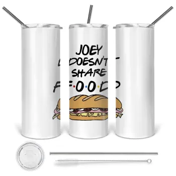 Joey Doesn't Share Food, Tumbler ποτήρι θερμό από ανοξείδωτο ατσάλι 600ml, με μεταλλικό καλαμάκι & βούρτσα καθαρισμού