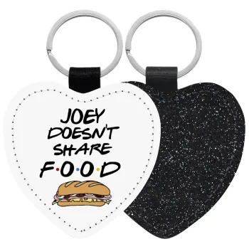 Joey Doesn't Share Food, Μπρελόκ PU δερμάτινο glitter καρδιά ΜΑΥΡΟ