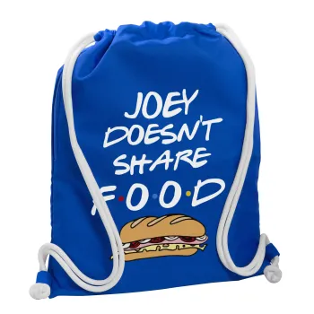 Joey Doesn't Share Food, Τσάντα πλάτης πουγκί GYMBAG Μπλε, με τσέπη (40x48cm) & χονδρά κορδόνια