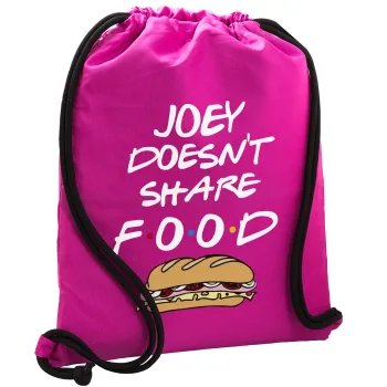 Joey Doesn't Share Food, Backpack pouch GYMBAG Fuchsia, with pocket (40x48cm) & thick cords