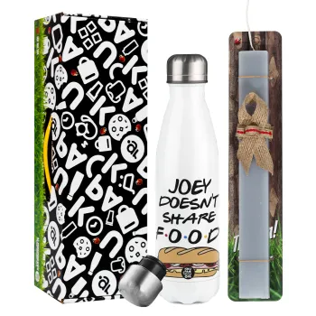 Joey Doesn't Share Food, Easter candle, metallic white thermos bottle (500ml) & aromatic flat candle (30cm) (GRAY)