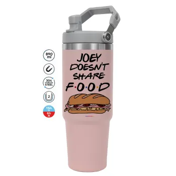 Joey Doesn't Share Food, Pink color, 890ml (30oz) stainless Steel Tumbler with Handle