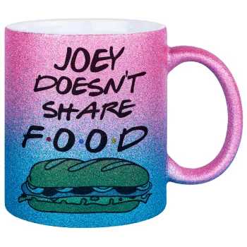 Joey Doesn't Share Food, Κούπα Χρυσή/Μπλε Glitter, κεραμική, 330ml