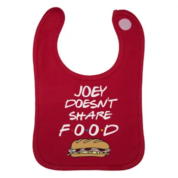 Joey Doesn't Share Food, Σαλιάρα με Σκρατς Κόκκινη 100% Organic Cotton (0-18 months)