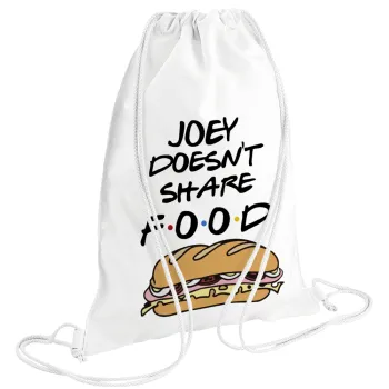 Joey Doesn't Share Food, Τσάντα πλάτης πουγκί GYMBAG λευκή (28x40cm)