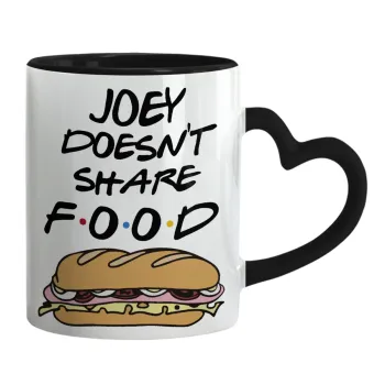 Joey Doesn't Share Food, Mug heart black handle, ceramic, 330ml