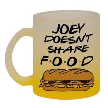 Joey Doesn't Share Food, Κούπα γυάλινη δίχρωμη με βάση το κίτρινο ματ, 330ml