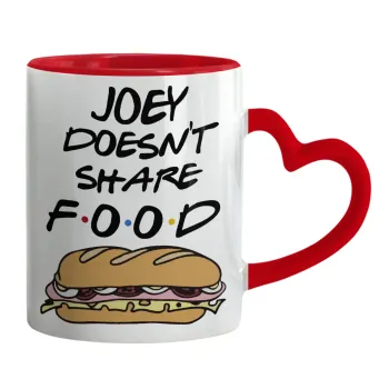 Joey Doesn't Share Food, Κούπα καρδιά χερούλι κόκκινη, κεραμική, 330ml