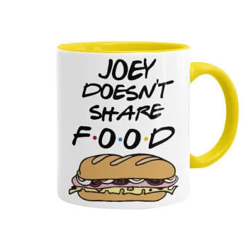 Joey Doesn't Share Food, Κούπα χρωματιστή κίτρινη, κεραμική, 330ml