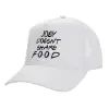 Structured Trucker Adult Hat, with Mesh, WHITE (100% COTTON, ADULT, UNISEX, ONE SIZE)