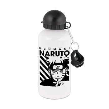 Naruto uzumaki, Μεταλλικό παγούρι νερού, Λευκό, αλουμινίου 500ml