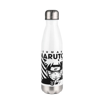 Naruto uzumaki, Metal mug thermos White (Stainless steel), double wall, 500ml