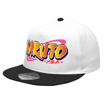 Naruto uzumaki, Καπέλο Ενηλίκων Flat Snapback Λευκό/Μαύρο, (POLYESTER, ΕΝΗΛΙΚΩΝ, UNISEX, ONE SIZE)