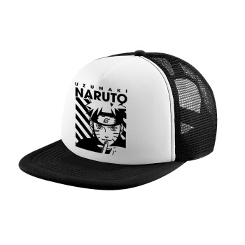 Naruto uzumaki, Καπέλο Soft Trucker με Δίχτυ Black/White 