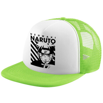 Naruto uzumaki, Καπέλο Soft Trucker με Δίχτυ Πράσινο/Λευκό