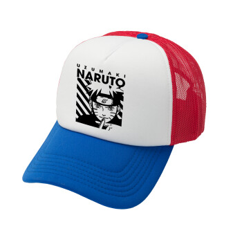 Naruto uzumaki, Καπέλο Soft Trucker με Δίχτυ Red/Blue/White 