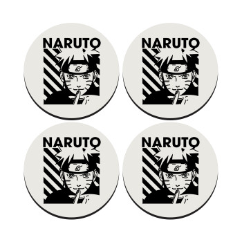 Naruto uzumaki, SET of 4 round wooden coasters (9cm)