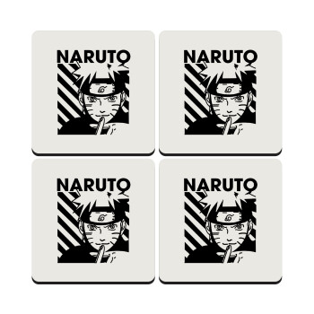 Naruto uzumaki, ΣΕΤ 4 Σουβέρ ξύλινα τετράγωνα (9cm)