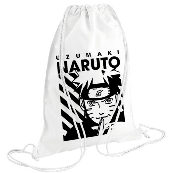 Naruto uzumaki, Τσάντα πλάτης πουγκί GYMBAG λευκή (28x40cm)