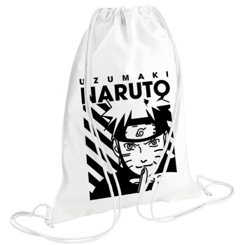 Naruto uzumaki, Backpack pouch GYMBAG white (28x40cm)