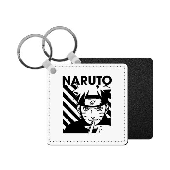 Naruto uzumaki, Μπρελόκ Δερματίνη, τετράγωνο ΜΑΥΡΟ (5x5cm)