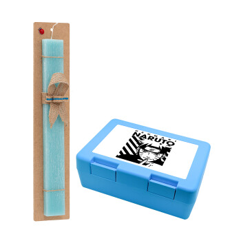 Naruto uzumaki, Easter Set, children's snack container BLUE & Easter aromatic flat candle (30cm) (TURQUOISE)