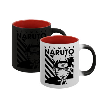 Naruto uzumaki, Κούπα Μαγική εσωτερικό κόκκινο, κεραμική, 330ml που αλλάζει χρώμα με το ζεστό ρόφημα (1 τεμάχιο)