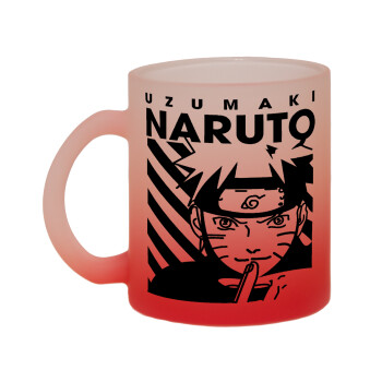 Naruto uzumaki, Κούπα γυάλινη δίχρωμη με βάση το κόκκινο ματ, 330ml